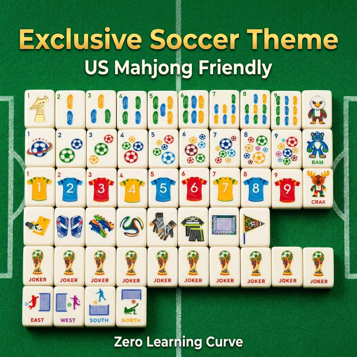 Bespoke Artisan Soccer Theme American Mahjong Set Luxury Acrylic 160 Tiles World Cup Collection Mahjong for Players