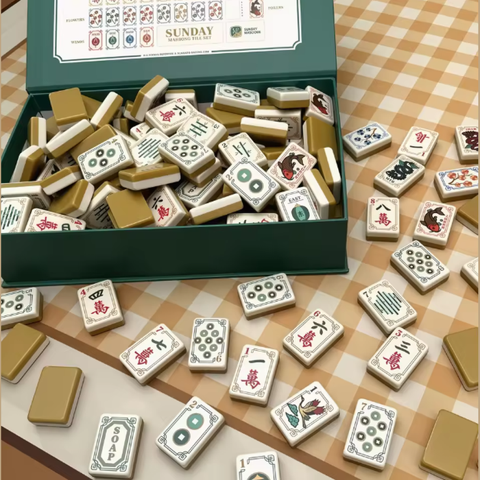 Double-Layer Golden 160pcs Acrylic Luxury Modern Portable Hand-Rubbed Mahjong Tiles Classic Design Durable Water Resistant