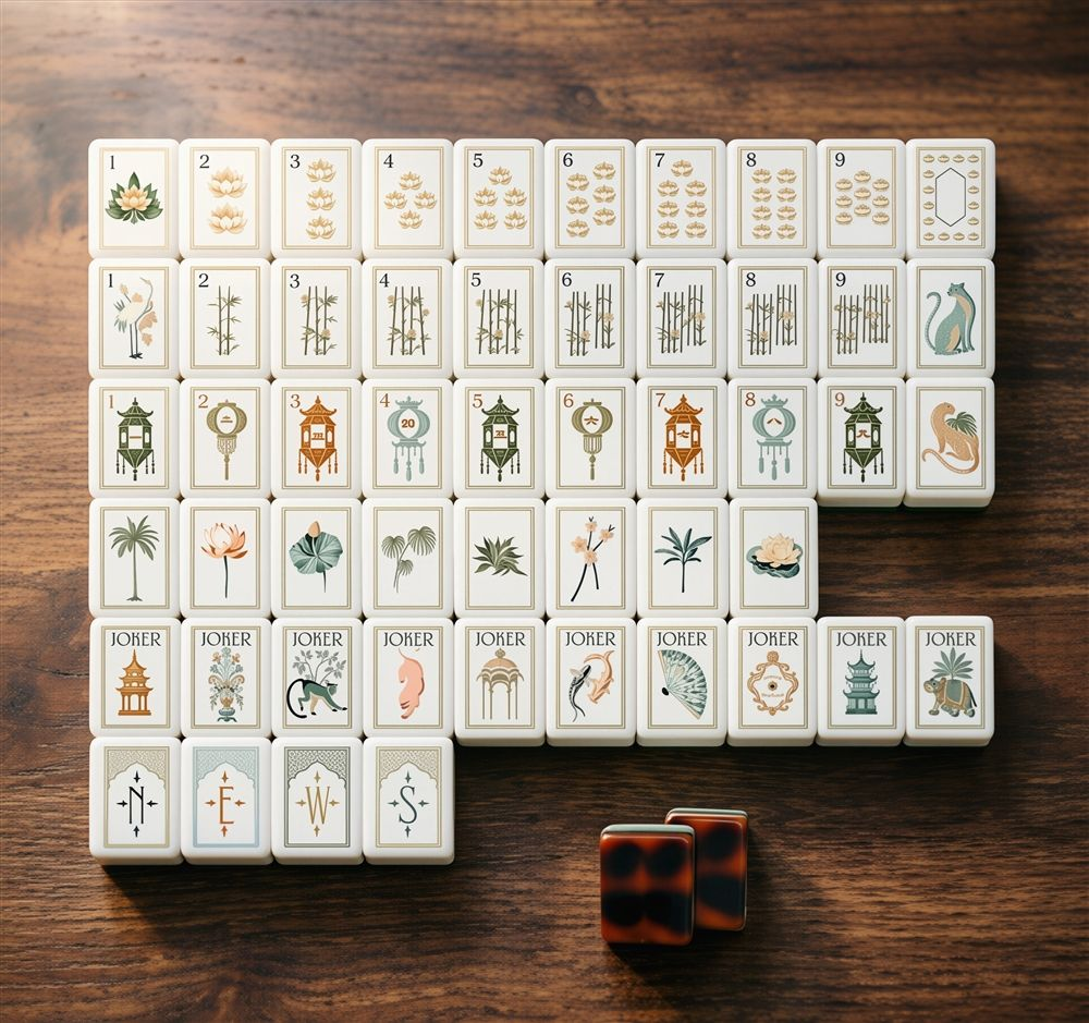 Tortoiseshell Garden American Mahjong Tile Set