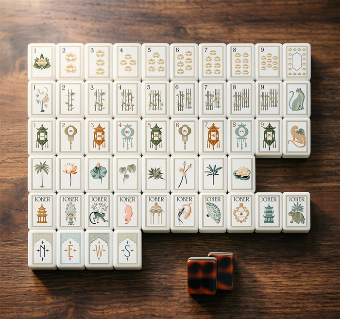 Tortoiseshell Garden American Mahjong Tile Set