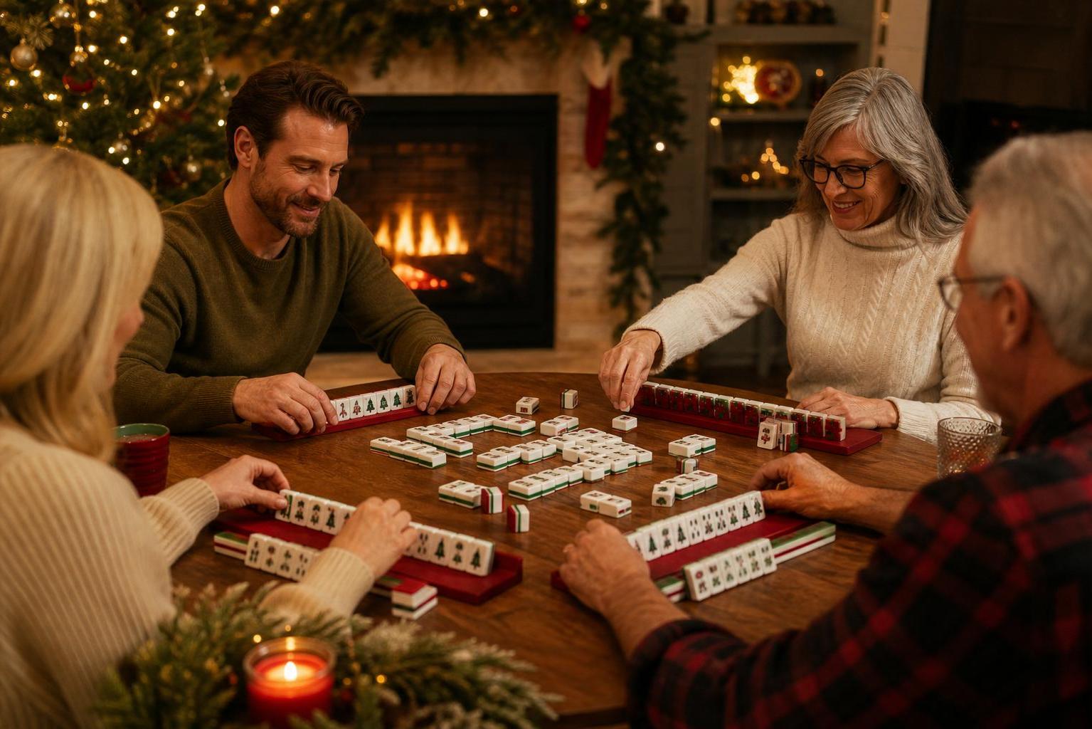 American Mahjong Christmas Theme Playing Cards, Festive Design Mahjong Tiles, Perfect for Holiday Games and Gatherings