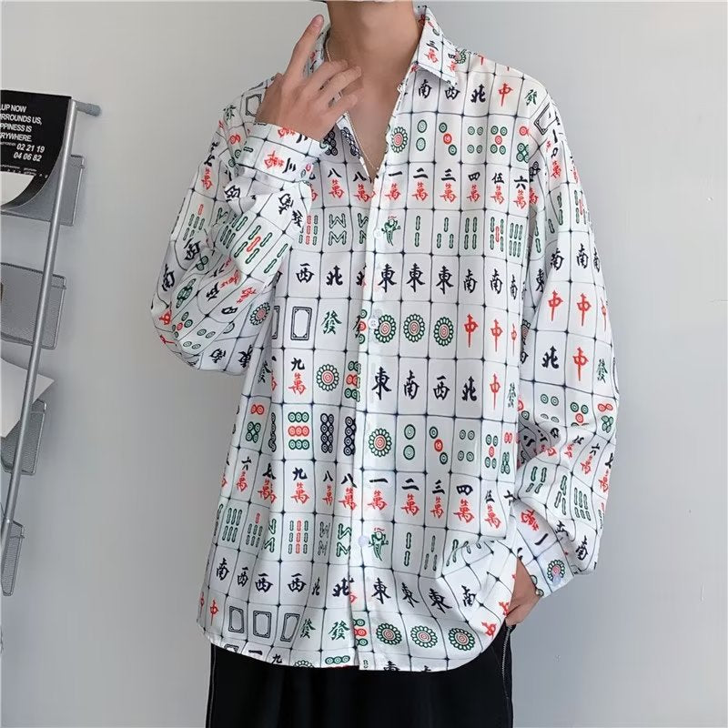 Mahjong Tile Print Shirt & Shorts Set