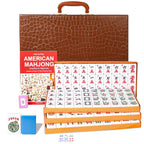 GUSTARIA American Mahjong Game Set Mahjong Tile Set with 166 Numbered Large Tiles (1.5" Blue) Mahjong Tiles Set with Brown Carrying Case (Mah Jongg Majiang)