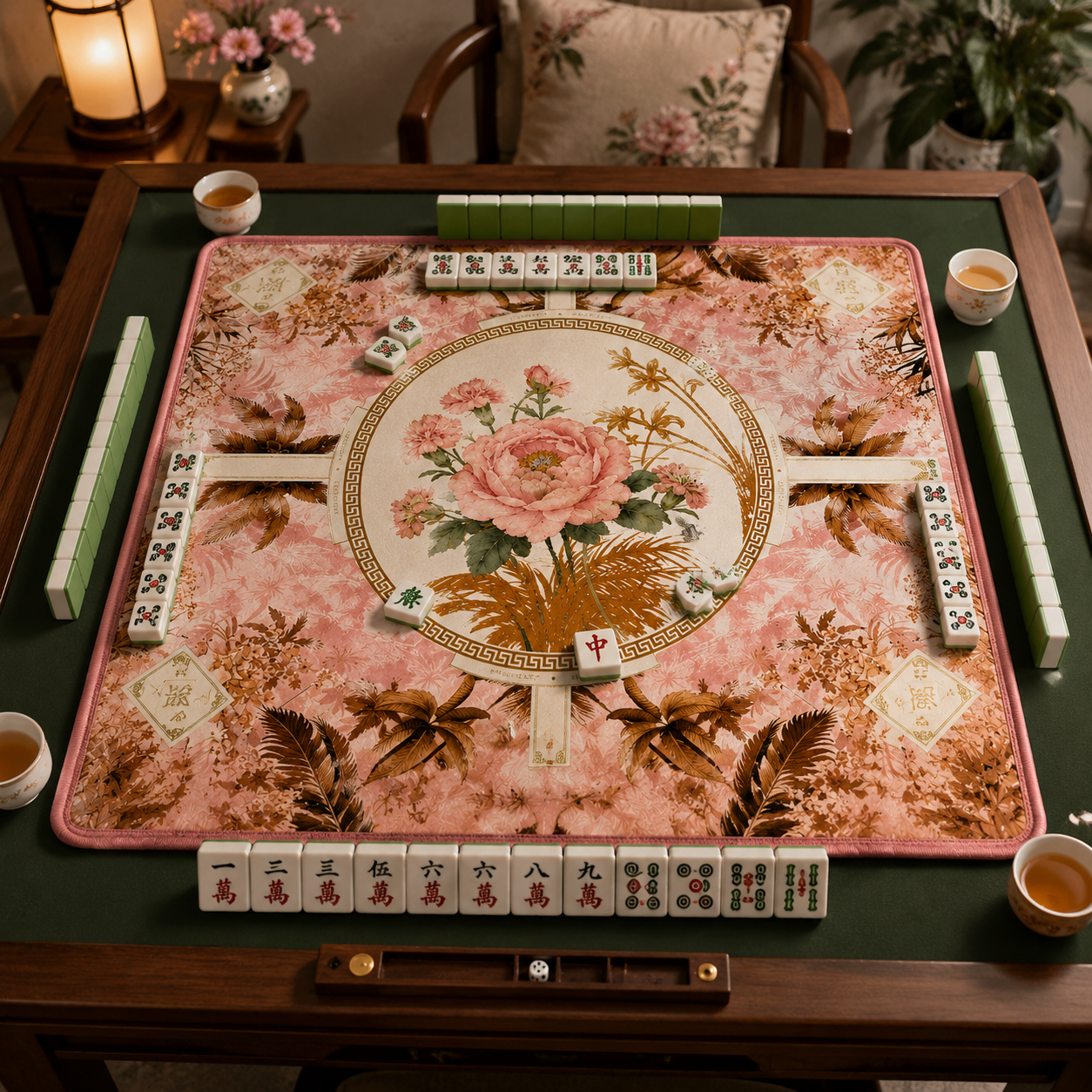 Botanical Waterproof Mahjong Mat