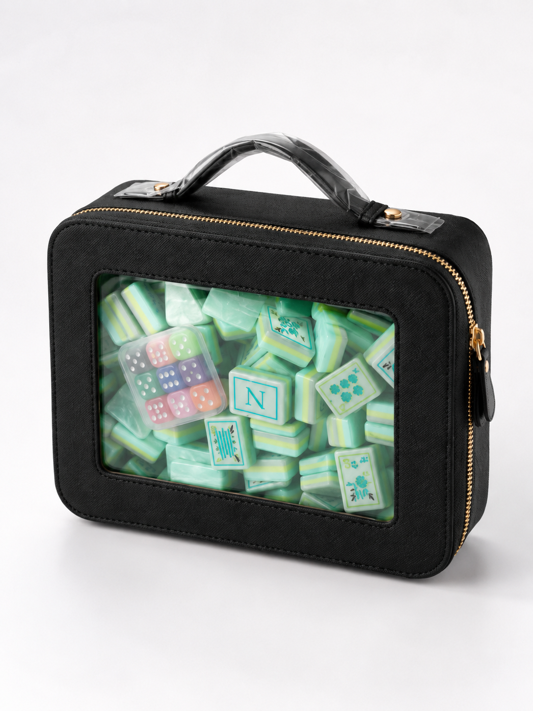 Mahjong storage handbag+Coral Coast Mahjong tile set (with dice as a gift)