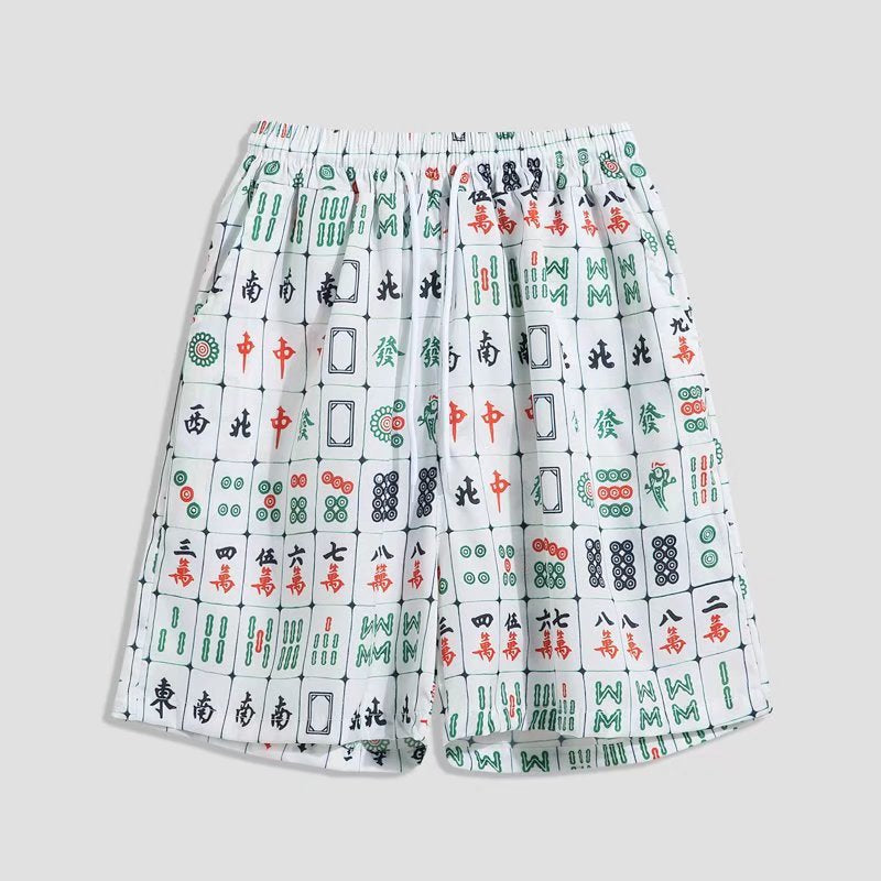 Mahjong Tile Print Shirt & Shorts Set