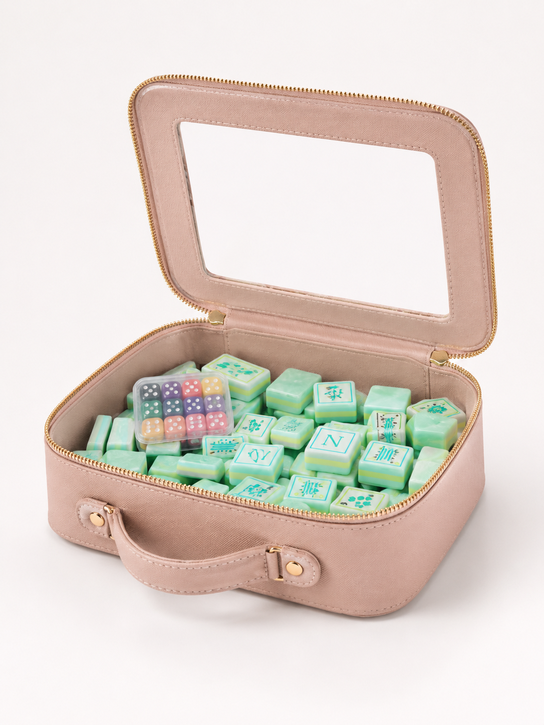 Mahjong storage handbag+Coral Coast Mahjong tile set (with dice as a gift)