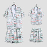Mahjong Tile Print Shirt & Shorts Set