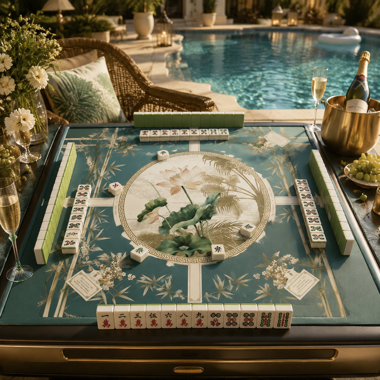 Botanical Waterproof Mahjong Mat