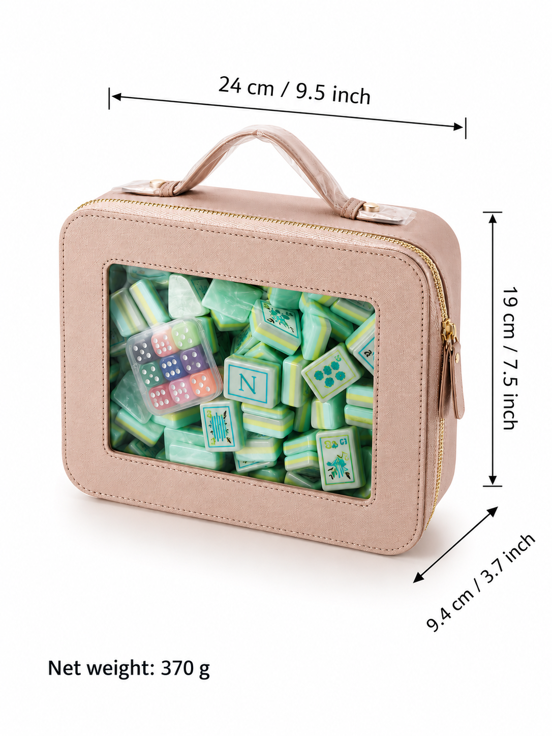 Mahjong storage handbag+Coral Coast Mahjong tile set (with dice as a gift)